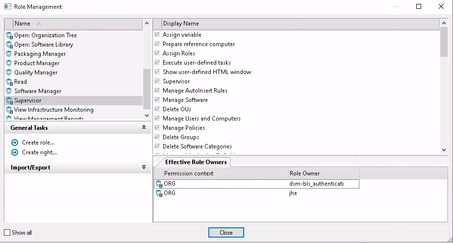 Manage Roles Menu
