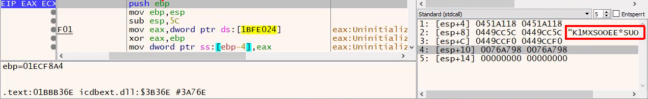 K-password passed as argument at function call.